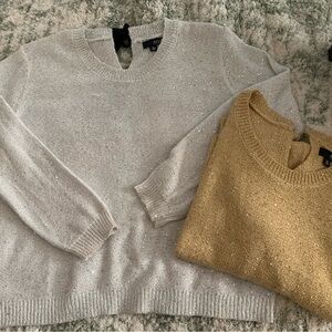 a.n.a Metallic Crewneck Sweater Duo in Silver and Gold